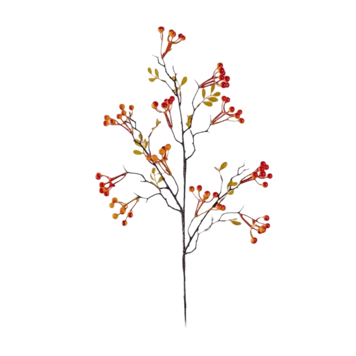 Bouquet de baies rouges à longues branches, simulation réaliste, fruits d'automne, fleurs artificiel