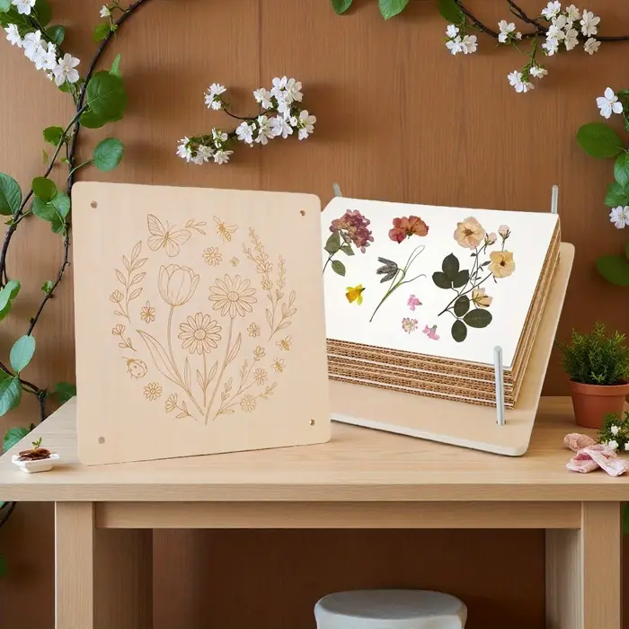 Kit de pressage de fleurs en bois, ensemble de pressage réutilisable pour plantes et feuilles, pour la création de fleurs séchées DIY