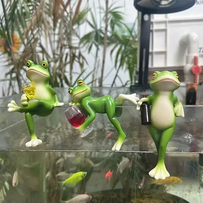 Support de pot de fleurs grenouille verte
