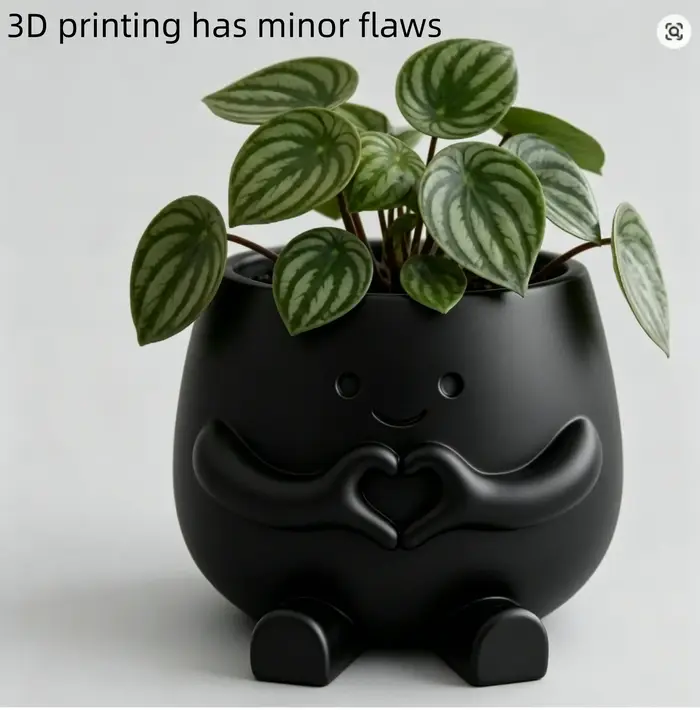 Pot à succulentes miniature imprimé en 3D avec des imperfections mineures, 6 cm de haut, 7 cm de lar