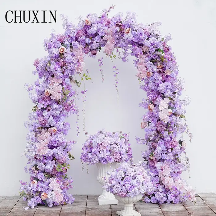 C8645 violet Rose cerisier fleur mariage arc décor Arrangement Floral signe