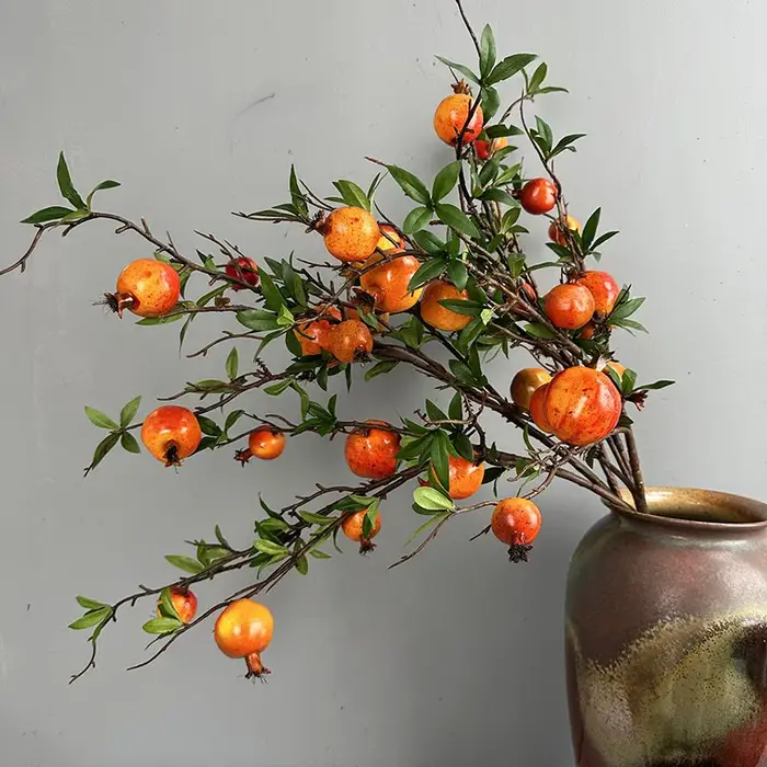 Nouvelle grenade artificielle longue branche 6 Fruits artificiels fleurs pour la maison fête de mariage Tabel décoration décor de noël