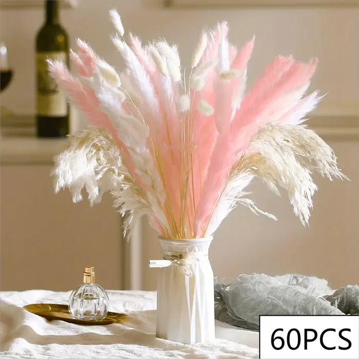 Bouquets de fleurs séchées de Pampas rose éternel