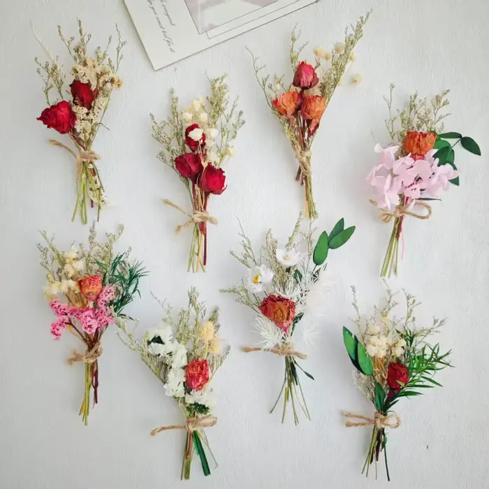 Fleurs préservées, bouquet de fleurs séchées faciles à utiliser