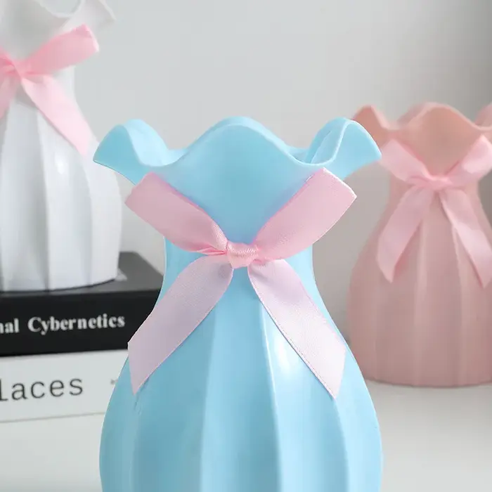 Vase nordique en plastique à fleurs sèches anti-chute