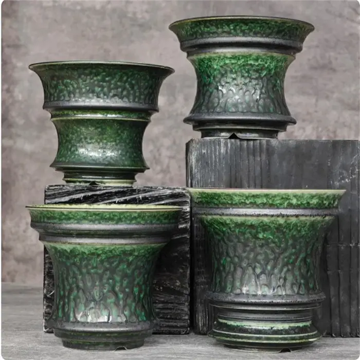  Pot en porcelaine vert algue pour plantes grimpantes