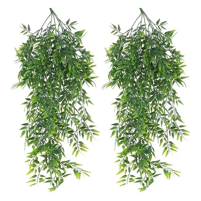 2 pièces de feuilles de bambou artificielles suspendues, plantes artificielles pour la maison, le ja
