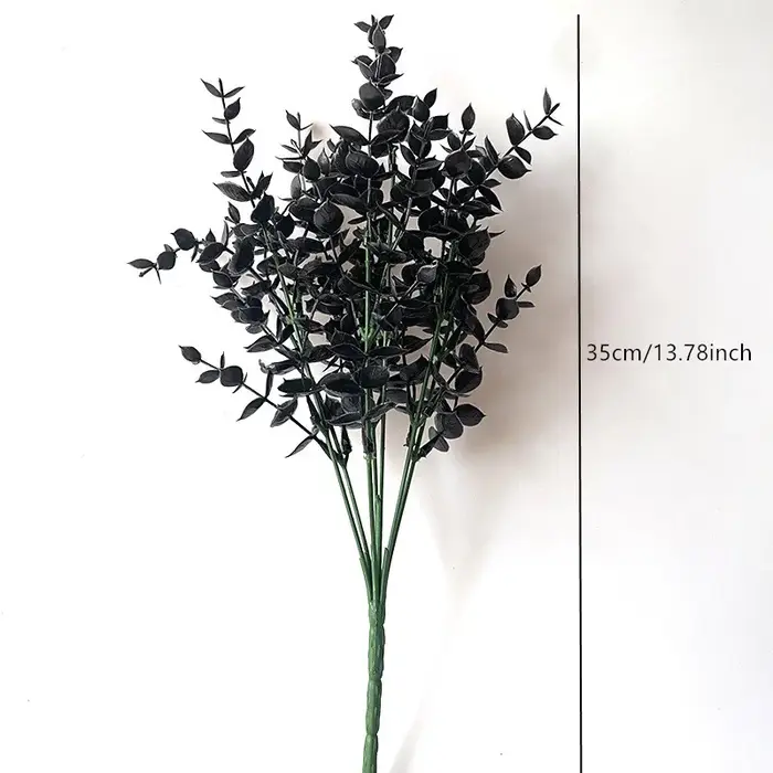 Plante Artificielle Noire d'Halloween, Vigne Eucalyptus, Fougère Perse, Cuir oral elu, Fausse Fleur 