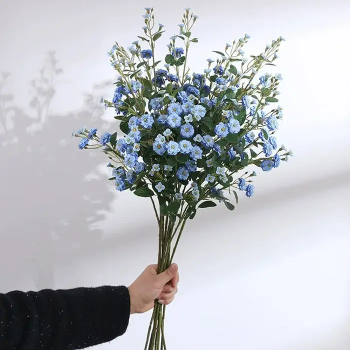 WQNJIN 75 cm bleu haute qualité européenne Mini Roses longue branche fleurs en soie artificielle maison Table pièce maîtresse décor de chambre