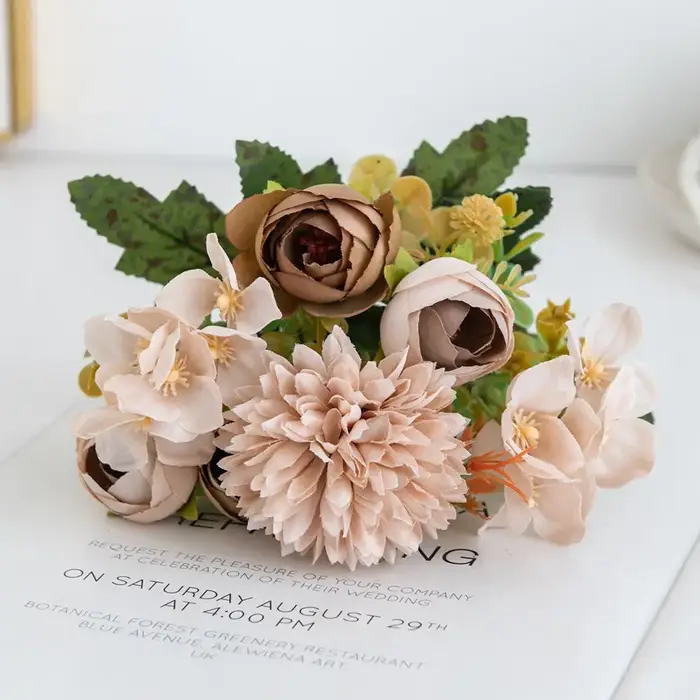 Fleurs Artificielles Bourgeons de Thé Hortensia pour Fêtes Maison Artisanat Vases Table Jardins Extérieurs Cour Mariage Bouquet de Mariée DIY Cadeaux Décoration