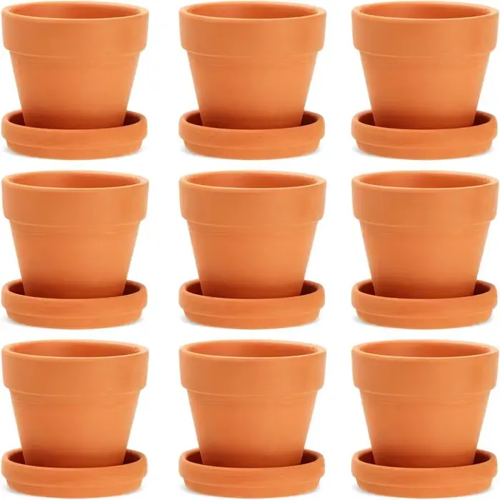 Paquet de 9 petits Pots en terre cuite de 3 pouces avec soucoupes pour plantes succulentes, jardiniè
