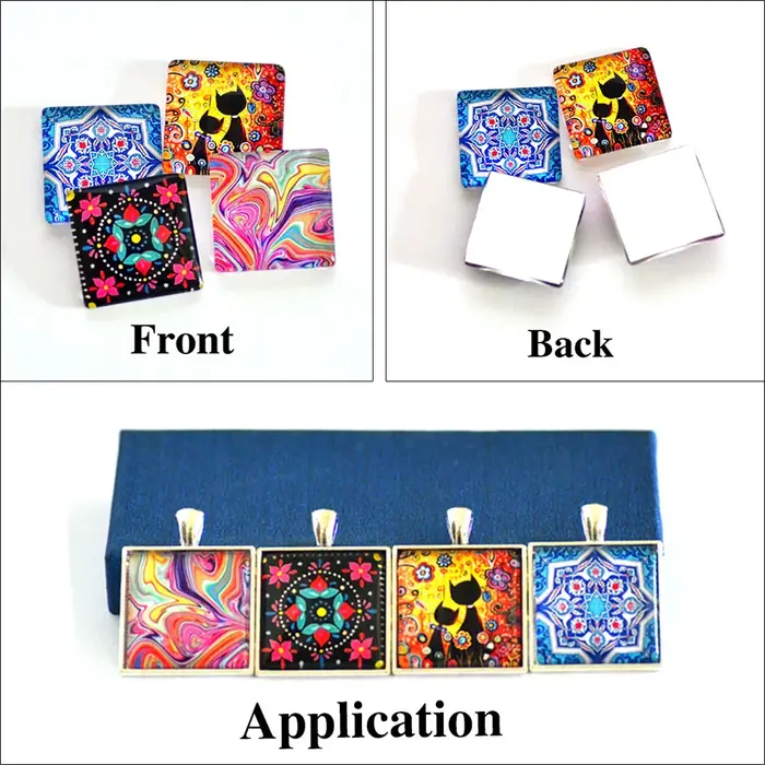 Art coloré peinture à l'huile fleurs carré 10 pièces mélangées 12mm/20mm/25mm/30mm photo verre cabochon démo dos plat résultats de fabrication