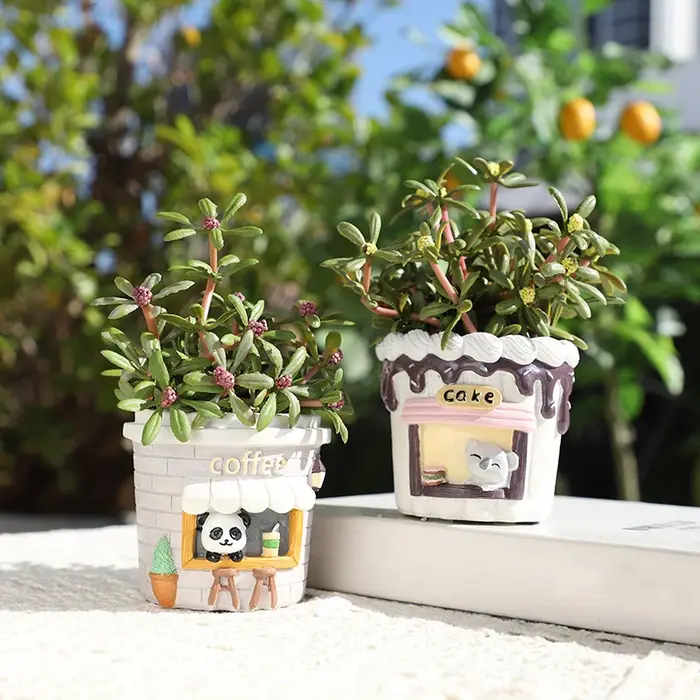 Pots à plantes succulentes en résine de style street food créatif