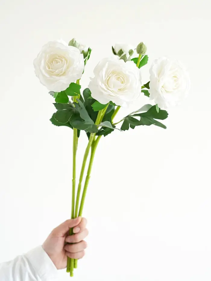 Fleurs artificielles de ranunculus, 3 tiges, fausses fleurs de buttercup persan, toucher réaliste, b