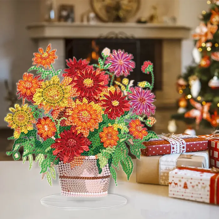 Kits d'art diamanté 2D DIY pour vase à fleurs plat