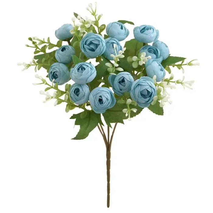 Roses de thé artificielles, 15 têtes, fausses fleurs de camélia, décoration florale pour mariage