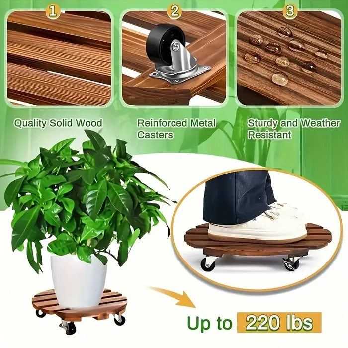 Support de pot de fleurs mobile avec roulettes lisses
