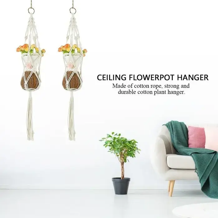 Cintre mural en macramé pour plantes