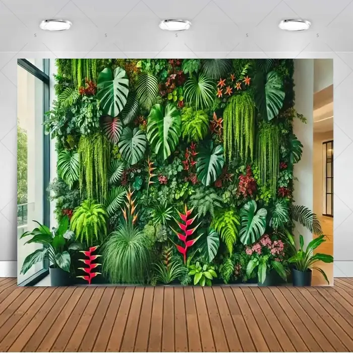 Plante tropicale herbe feuilles vertes photographie toile de fond Jungle feuille de palmier