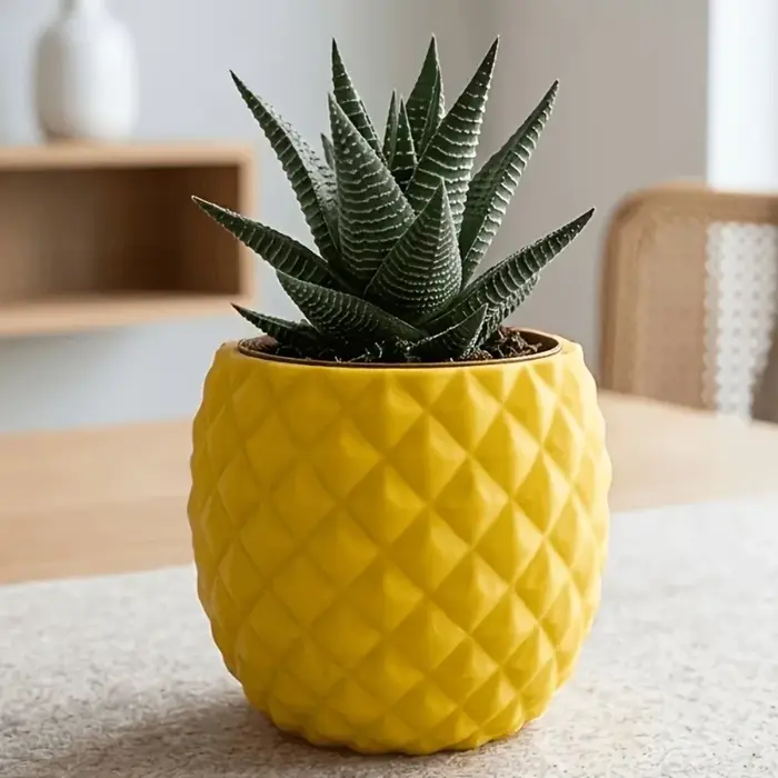 Pot de fleurs en plastique réaliste pour fruits et plantes, support de pot de fleurs autoportant, ananas imprimé en 3D, pour succulentes, décoration d'intérieur