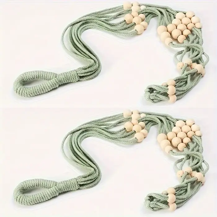 1/2pcs Porte-plantes chic avec perles en bois - Panier suspendu en tissu durable pour intérieur/extérieur pour petites plantes - Macramé décoratif