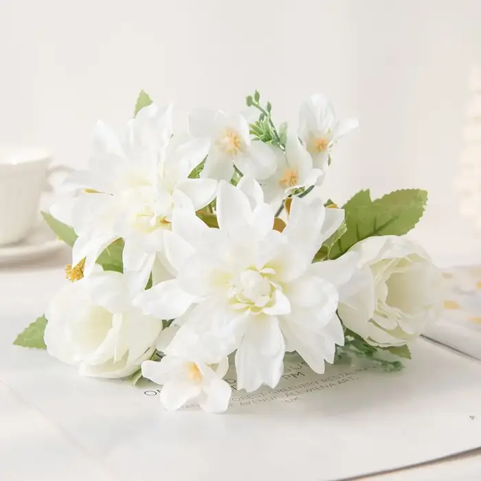 Fleur artificielle soie Dahlia pivoine haute qualité saint valentin mariage bouquet de mariée maison