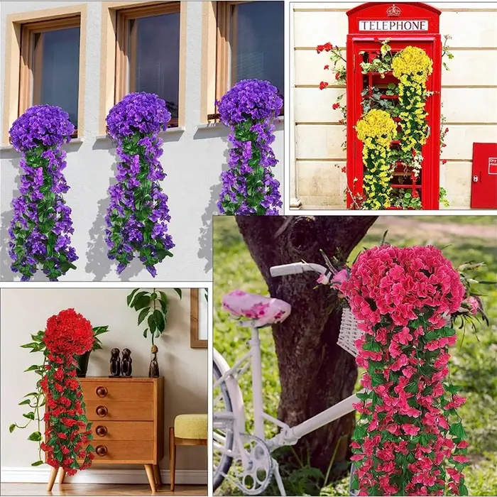 1PC fleurs artificielles soie Violet tenture murale scène de mariage décor maison empotage extérieur jardin fête