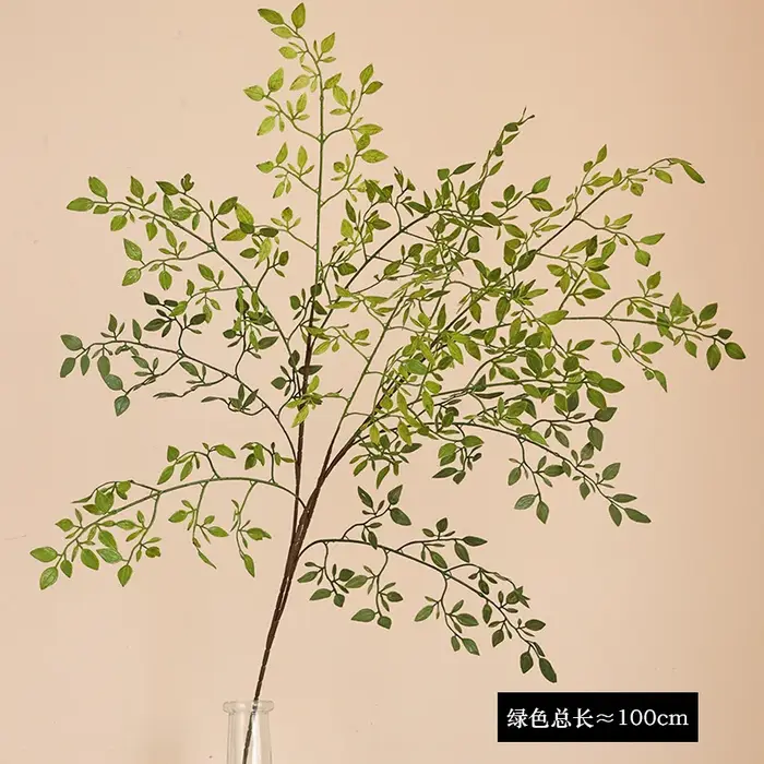 Plante artificielle verte à branche unique de type Forsythia, style forêt, pour décoration maison et