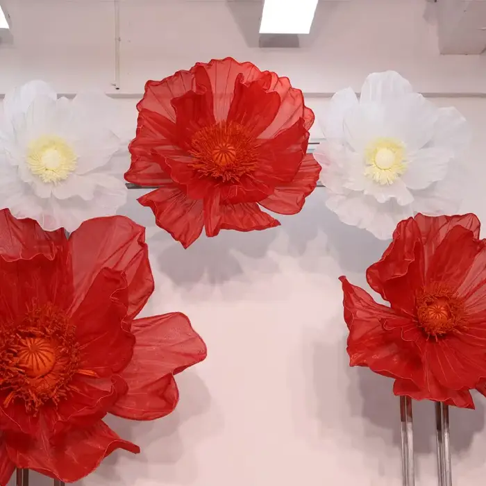 Grandes fleurs artificielles imperméables en soie, coquelicots pour décoration de mariage, accessoires de chemin d'accès, fleurs pour vitrine, décoration de fête, mariage