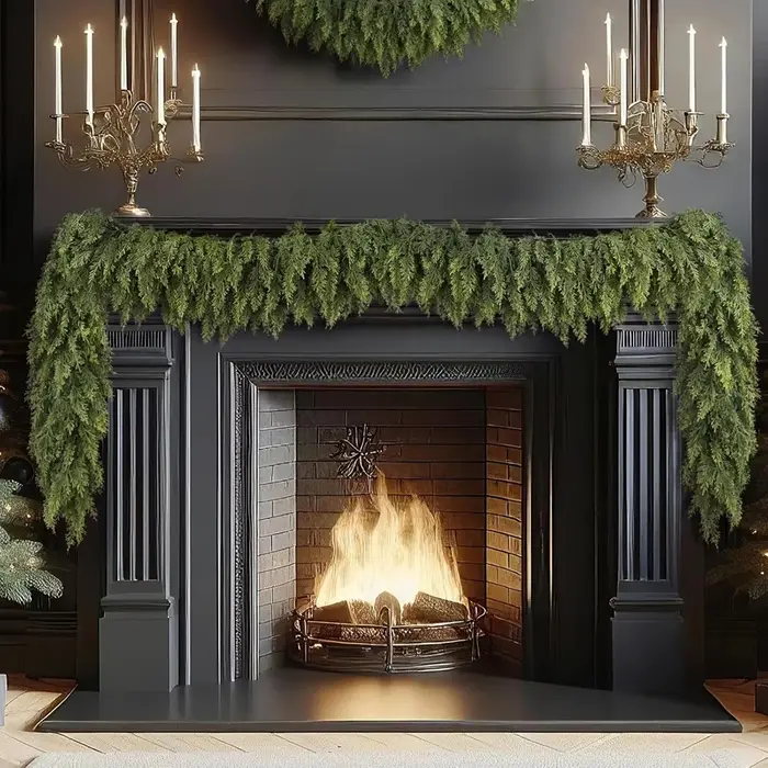 275Cm Plantes Artificielles Arbre De Noël Cyprès Feuille Guirlande Maison Décor De Fête En Plein Air Cour Pin Rotin Suspendus Orner Couronnes