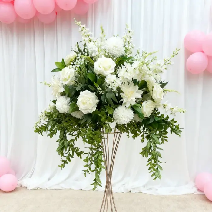 Plantes vertes fleurs artificielles décoration de mariage route plomb fleur boule Table pièce maître
