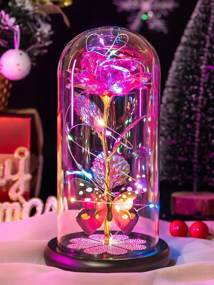 Cadeaux de roses pour la fête des mères pour maman, rose en verre galaxie pour toujours, fleur en cr