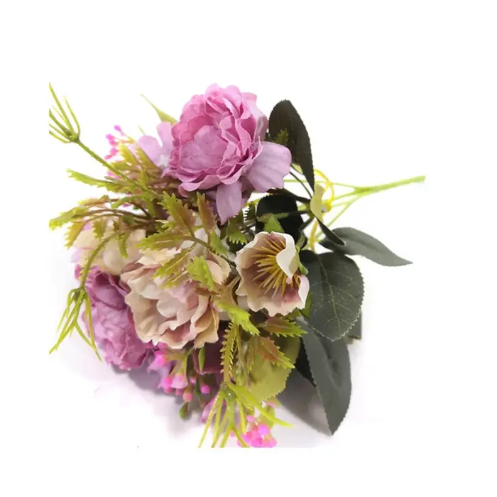 5 fourchettes (8 têtes) fleurs artificielles petit Bouquet de pivoines mariage saint valentin plantes couronnes Vases pour accessoires de décoration de la maison