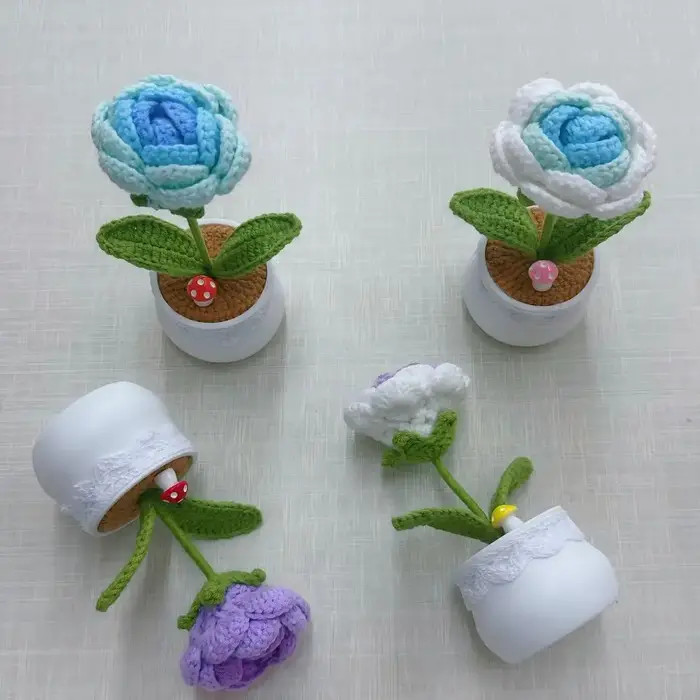 Rose française en Crochet faite à la main