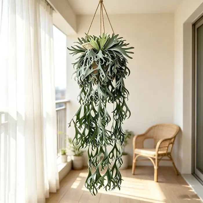 Plante artificielle de fougère cornue suspendue, fausse verdure tropicale retombante pour panier mural, décoration bohème pour la maison, le jardin et les mariages