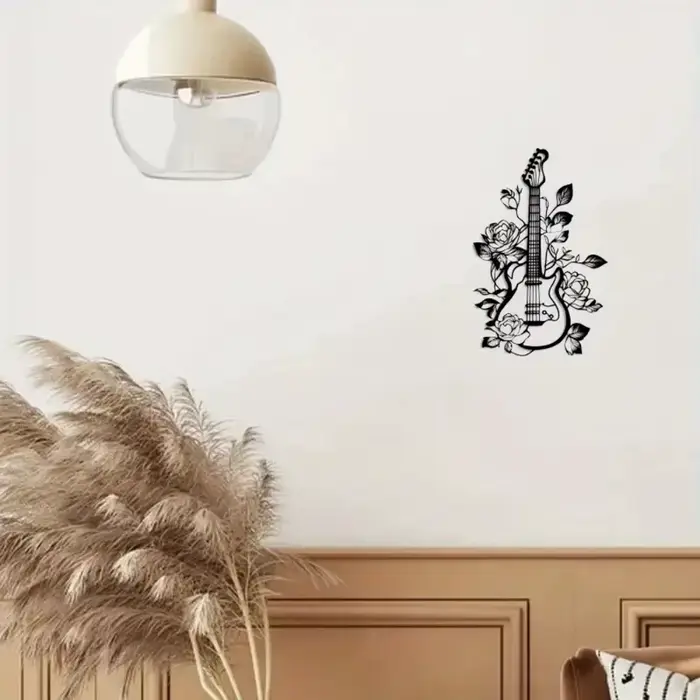 1 pièce, décoration murale en fer forgé pour guitare à fleurs