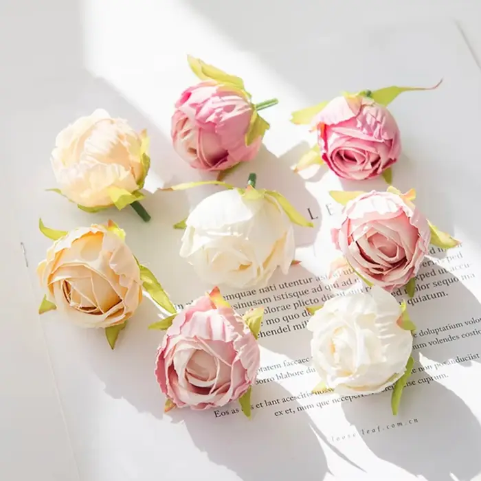 Fleurs artificielles bourgeons de thé pour mariage décoratif festival couronnes décorations pour la maison bricolage cadeaux boîte artisanat soie Rose accessoires