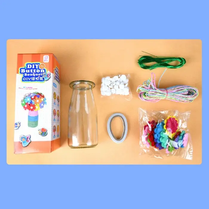 Kit d'artisanat de fleurs avec boutons et vase