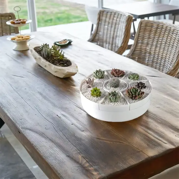 Pots de fleurs rotatifs multiples de forme ovale - Plante en pot pour plantes succulentes blanches - Pot de rangement