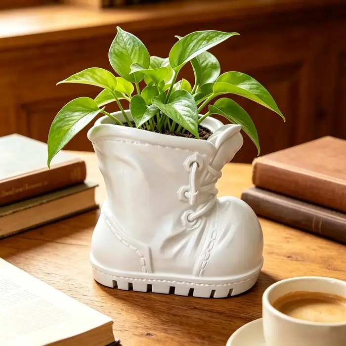 Pot de fleurs en forme de botte, jardinière pour rebord de fenêtre, bureau, bibliothèque, maison