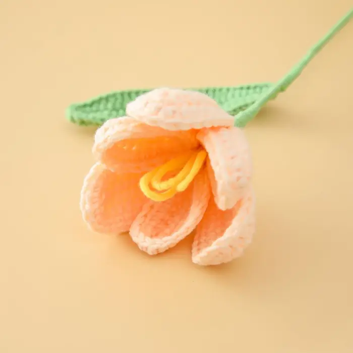 Bouquet de tulipes artificielles en Crochet, 1 pièce, fleurs créatives tricotées, plantes, décoratio