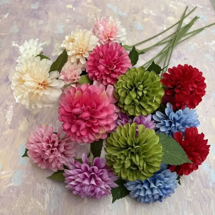 Nouveau bouquet de fleurs artificielles en soie Dahlia