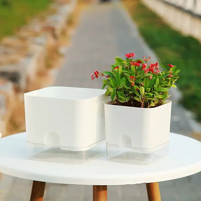 Magnetic Self Watering Plant Pot Plastic Flowerpot With Absorbent Cotton Rope Double Deck Lazy Garden Pot