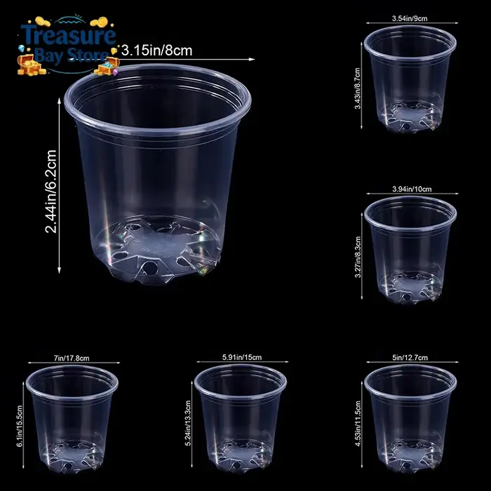 Pot de fleurs en plastique transparent avec trou de drainage