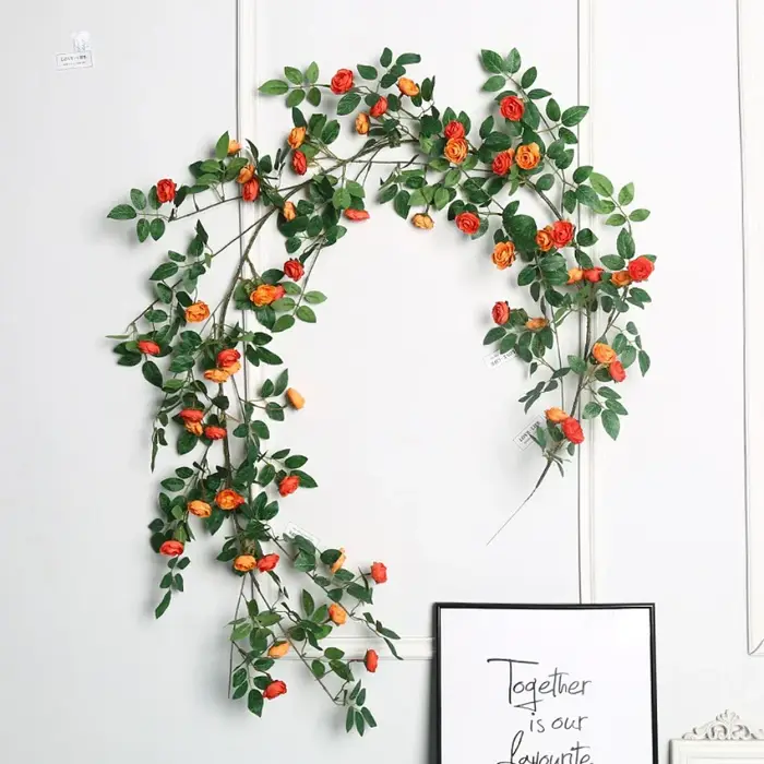 Fleurs artificielles plantes vert Lvy feuilles suspendus fleur Rose vigne mariage maison jardin décoration bricolage