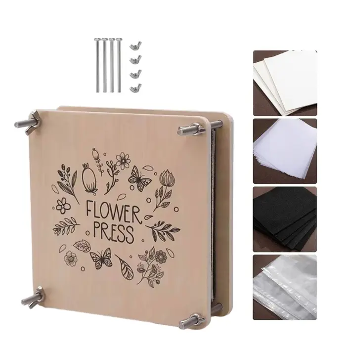 Kits presse à fleurs en bois pour adultes enfants, Kits conservation fleurs plantes en bois pour adultes, à à