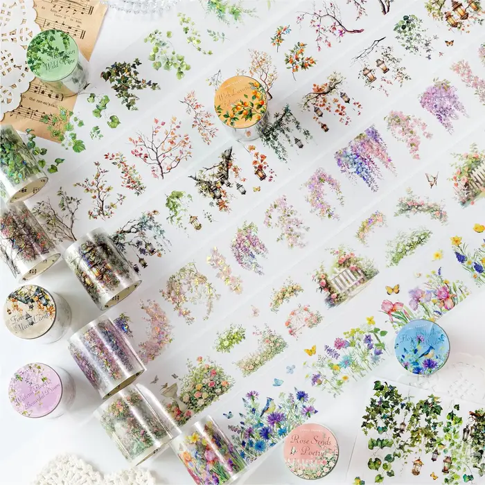 5*200 cm cristal de glace dentelle plante fleurs bande autocollants créativité adhésif bricolage journal Album Scrapbooking matériel artisanat fournitures