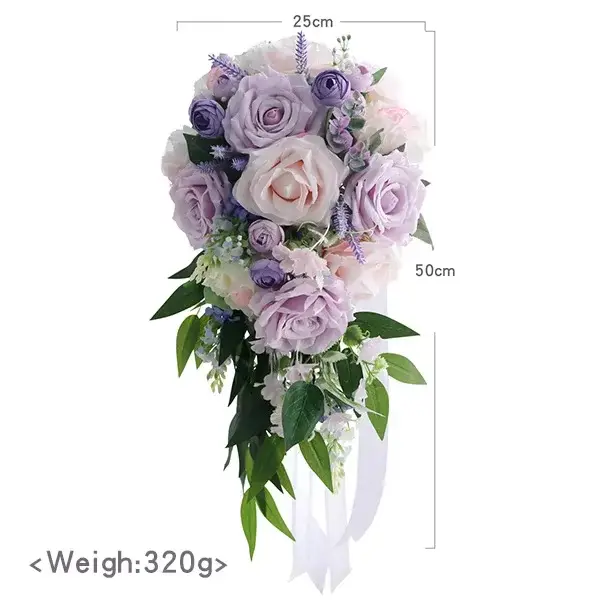 Gouttes d'eau artificielles pour la mariée, tenant des fleurs pour la cérémonie de mariage, accessoi