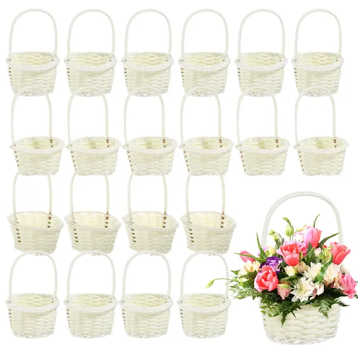 Mir de Rangement de Fleurs de Mariage Tissé à la Main avec Poignée