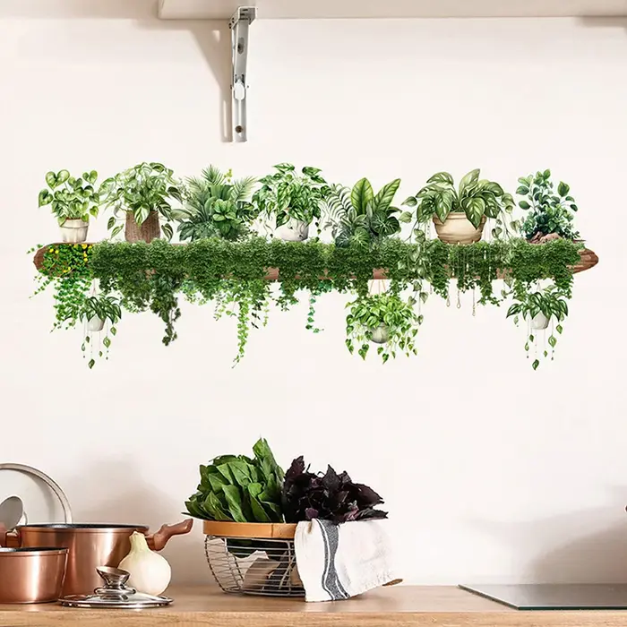 Autocollants muraux de décoration de plante verte